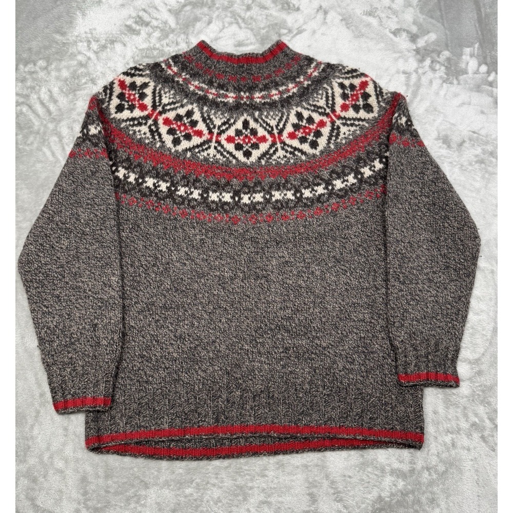 Eddie Bauer Legend Sweater Womens Medium 100% Wool Nordic Isle Vintage 90s Y2K